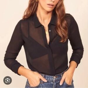 Reformation Sheer Button Up